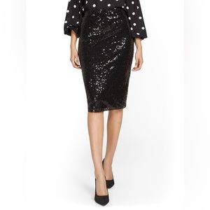 NWOT INC black sequin pencil skirt